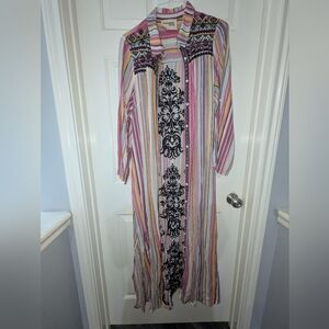 Multicolor Striped Maxi Dress Long Sleeve Size large